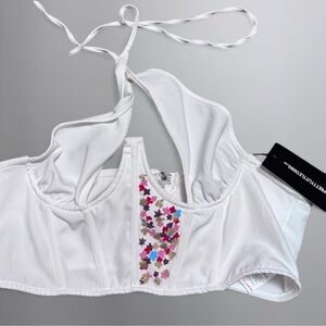 PLT New! White woven underbust corset top